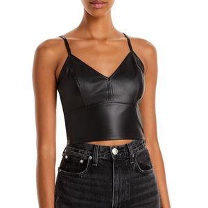 Aqua Faux Leather Crop Top - Black